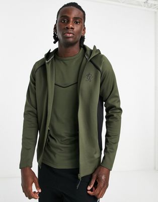 Gym King full zip hoodie in khaki