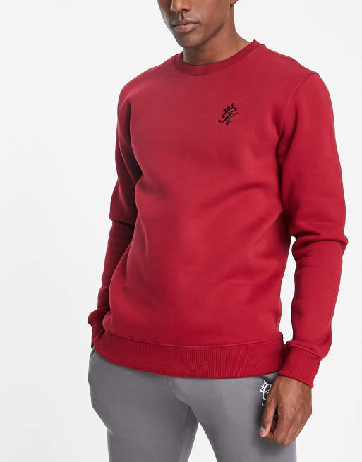 Gym King Fundamental fleece crewneck sweatshirt in red ASOS