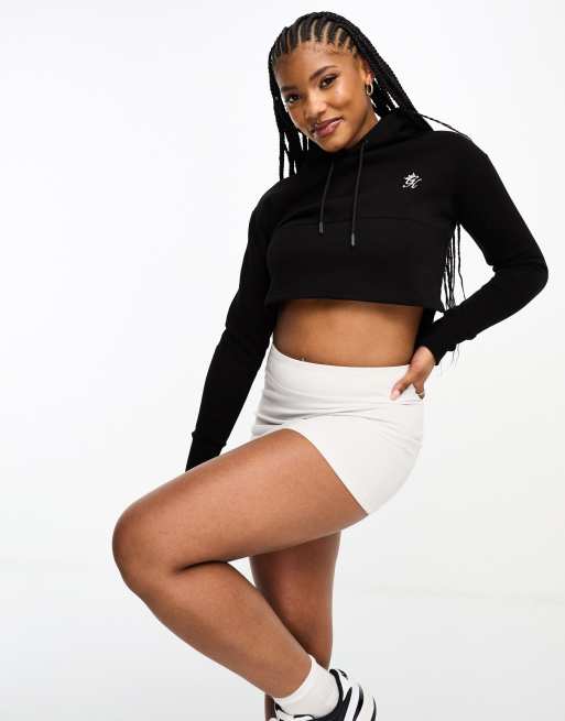 Gym King Fundamental Sky cropped hoodie in black ASOS