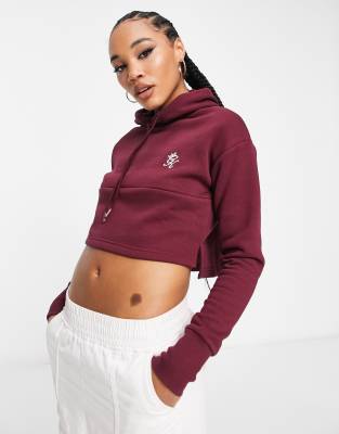 Gym King Fundamental Sky cropped hoodie in dark red - ASOS Price Checker