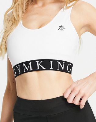 Gym King Impact mid support sports bra in white - ASOS Price Checker