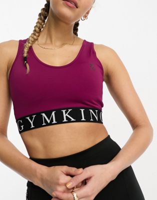Gym King Impact mid support sports bra in purple