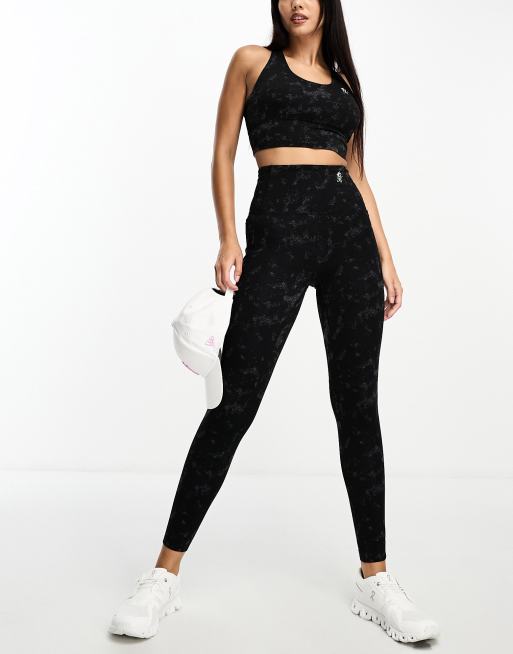 EA7 sports leggings in black animal print