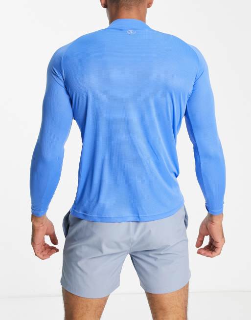 Gym King - Instinct - Top color blu marino con collo a imbuto e zip corta 