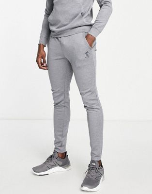 Gym King Interval tracksuit bottoms in mid grey marl