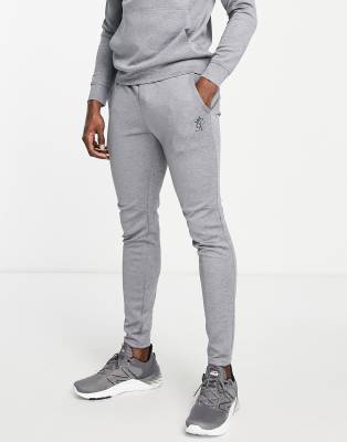 Gym King Interval tracksuit bottoms in mid grey marl