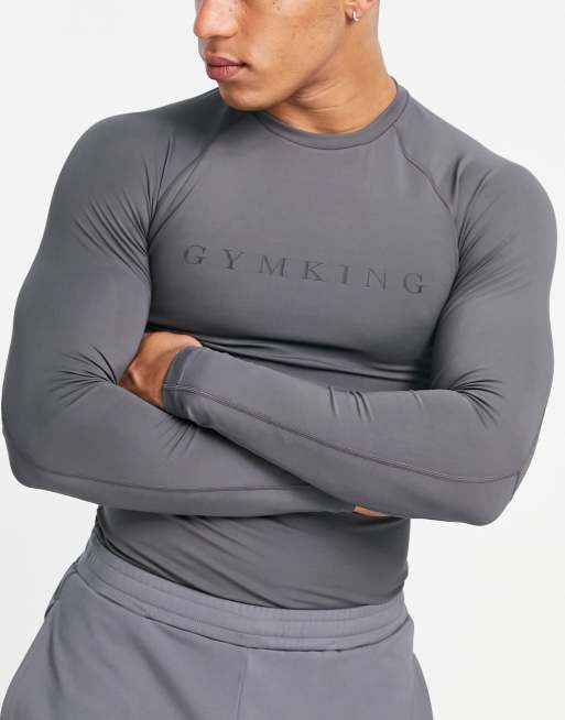 Gym King - Lange basislaag top met lange mouwen in leisteengrijs