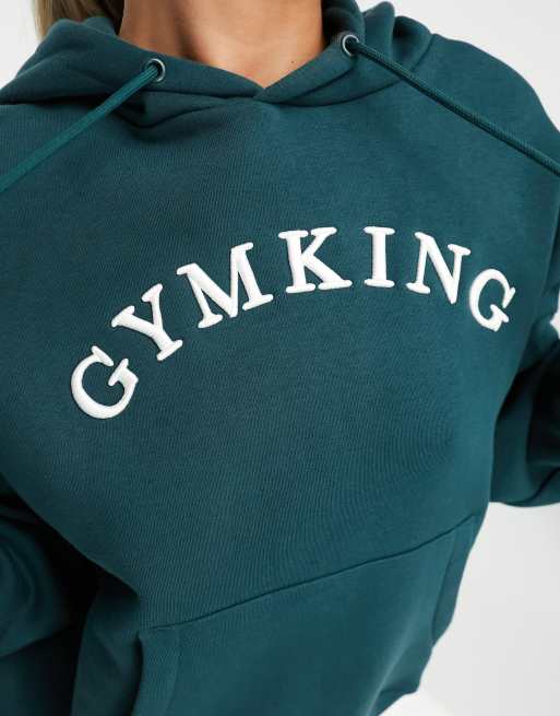 Gym King Linear arch oversized hoodie in green