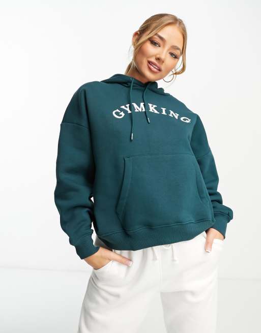 Gym King Linear arch oversized hoodie in green