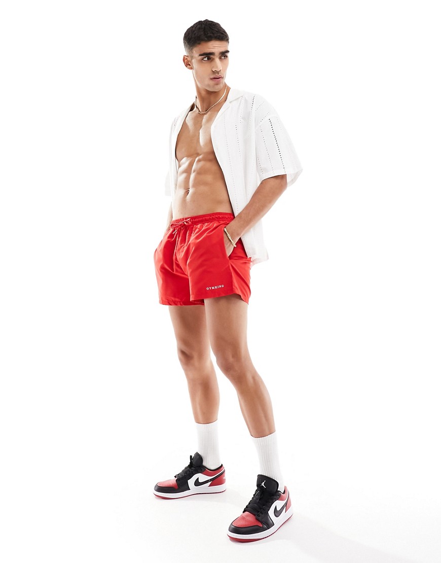 Gym King Linear swim shorts in red