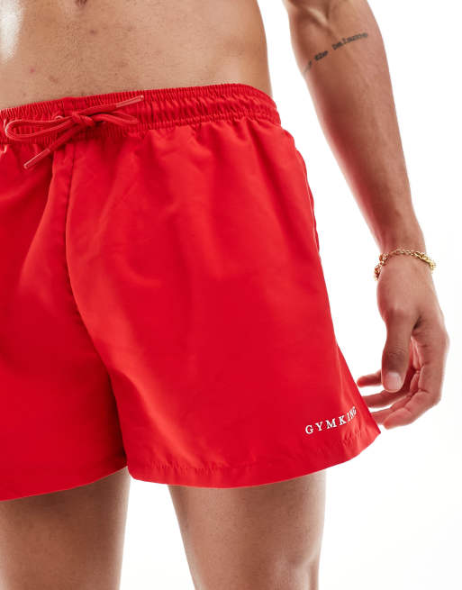 Gym King Linear swim shorts in red