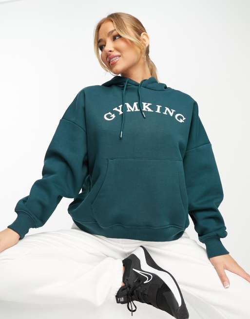 Gym King – Linear – Zielona bluza z kapturem oversize