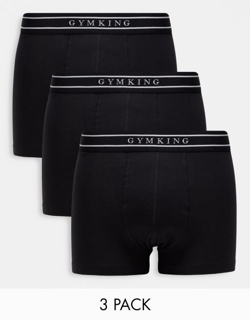 Gym King Lounge 3 pack trunks in black