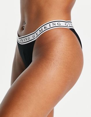 Gym King Lounge triangle branded tape brief knicker in black