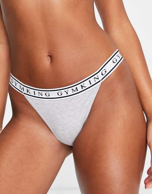 Gym King Lounge triangle branded tape brief knickers in grey