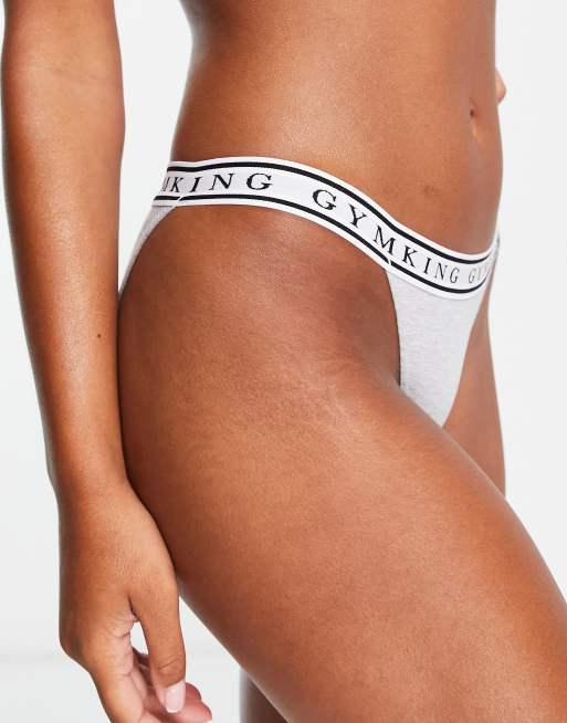 Gym King Lounge triangle branded tape brief knickers in grey