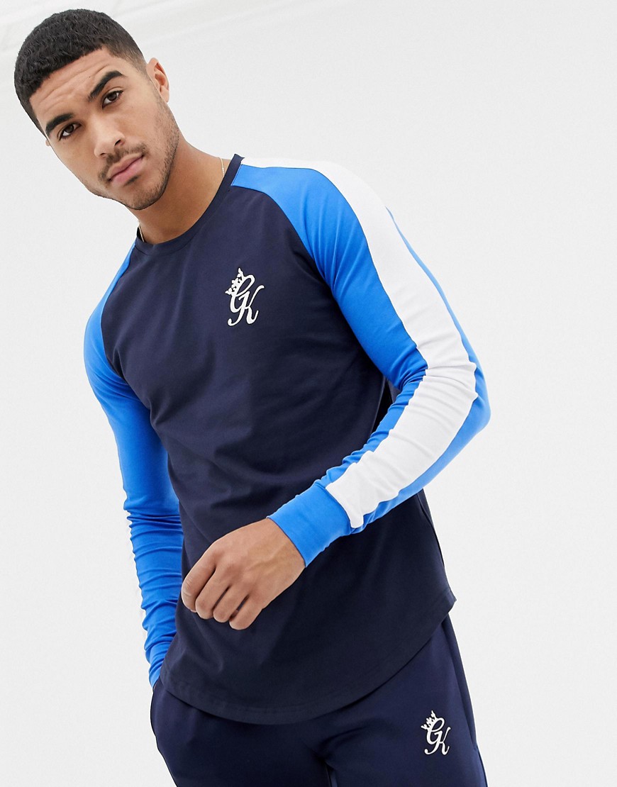 Gym King - Maglietta a maniche lunghe attillata blu navy
