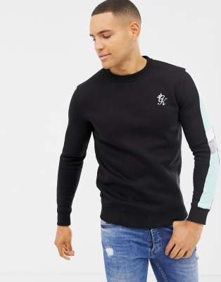 Download Gym King muscle crew neck sweat with side stripes in black ...