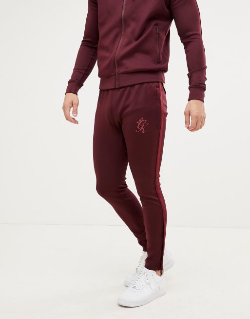 Gym King - Pantaloni della tuta vinaccia con fettuccia