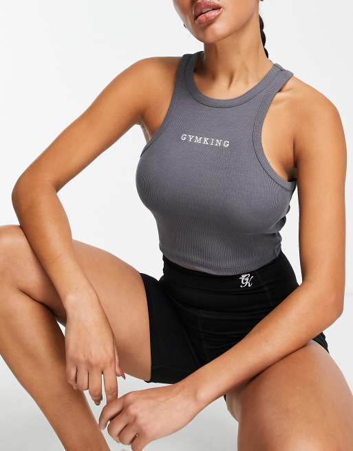 Gym King – Release – Geripptes Trägertop in Anthrazit 