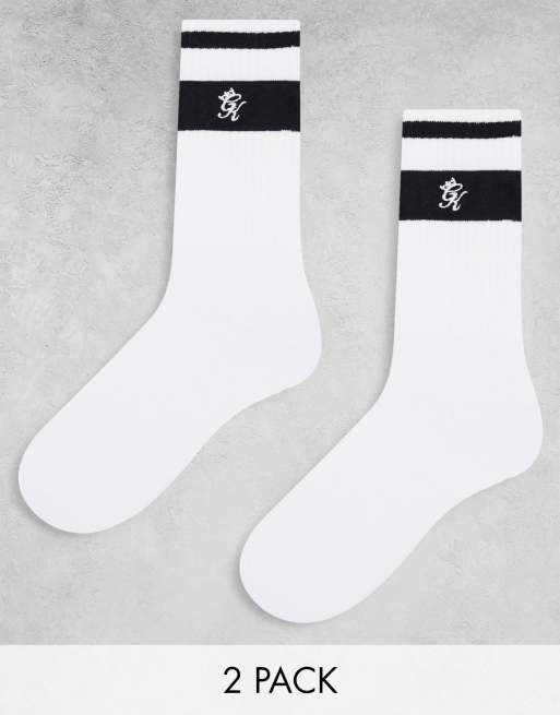 Gym King Ryu 2 pack socks in white ASOS