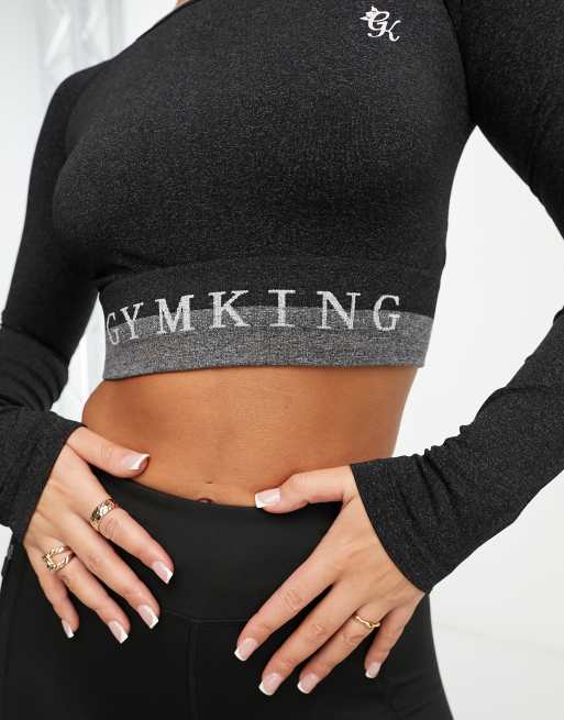 Classic Seamless 2.0 Long Sleeve Crop Top | Black Marl