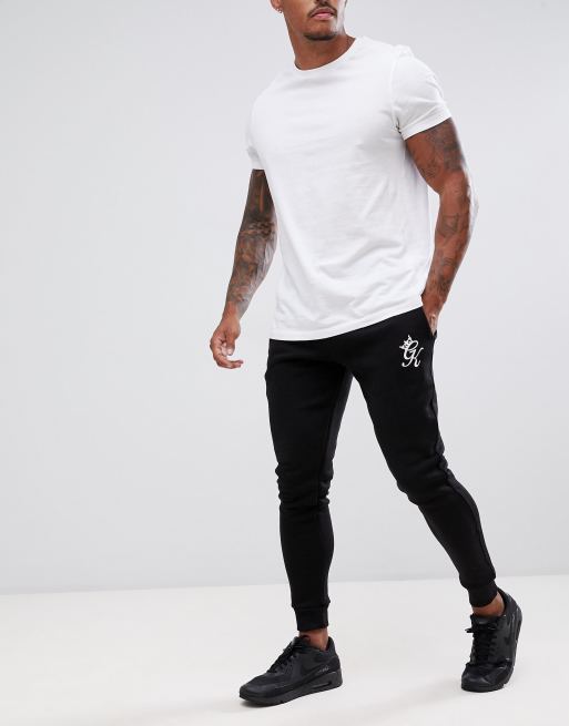 Gym King skinny joggers in black with logo ASOS