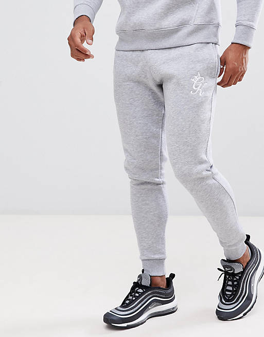 Gym King skinny joggers in grey marl with logo | ASOS