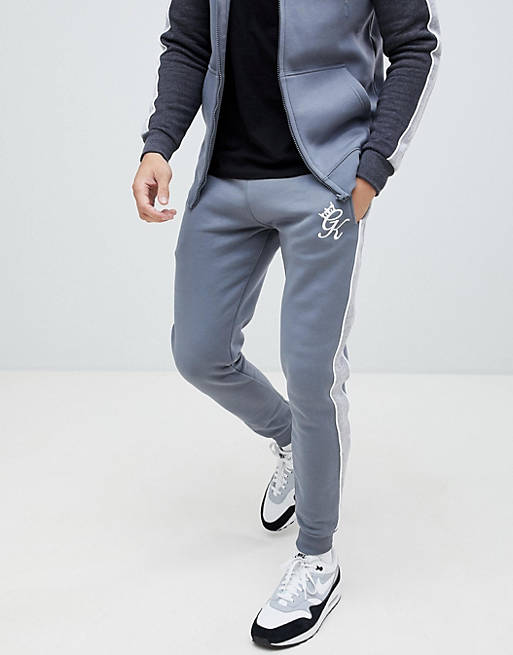 Gym King skinny joggers with side stripes in grey | ASOS