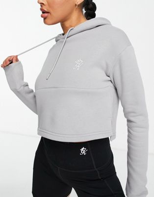 Gym King Sky cropped hoodie in pale grey
