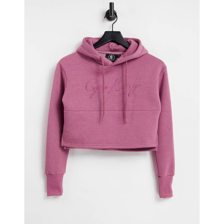 Gym King Sky script cropped hoodie in rose ASOS