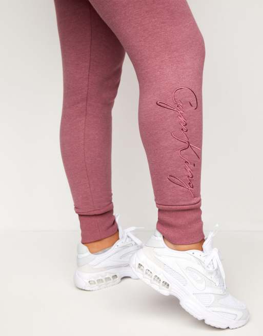 Gym King Sky script high waisted joggers in rose ASOS