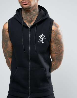 gym king sleeveless hoodie black