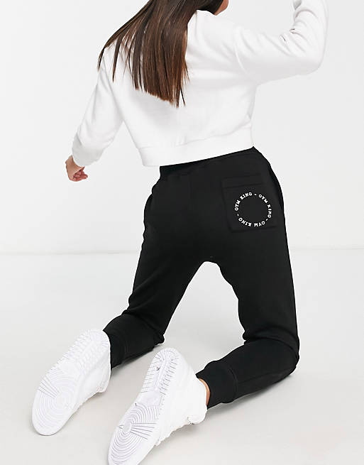  Gym King slouchy logo joggers in black 