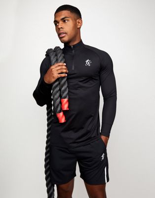 Gym King Sport Bolt 1/4 zip long sleeve top in black