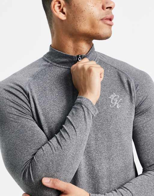 Grey Speckle Long Sleeve Zip Up Sports Top