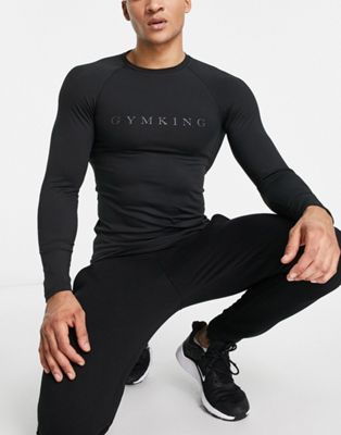 Homme Gym King - Top de sous-vêtement à manches longues - Noir