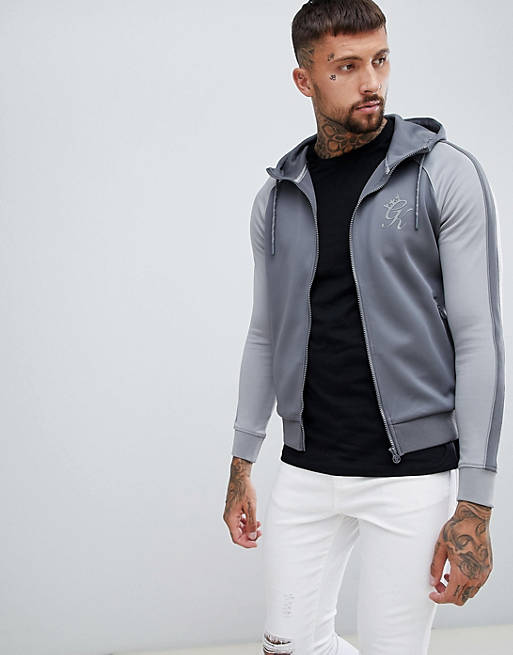 Gym King track hoodie in grey with reflective logo | ASOS