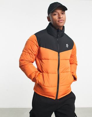 Gym King Unisex Resolute puffer jacket in black and orange