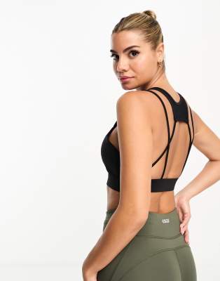 Gym King Uprising medium support sports bra in black - ASOS Price Checker