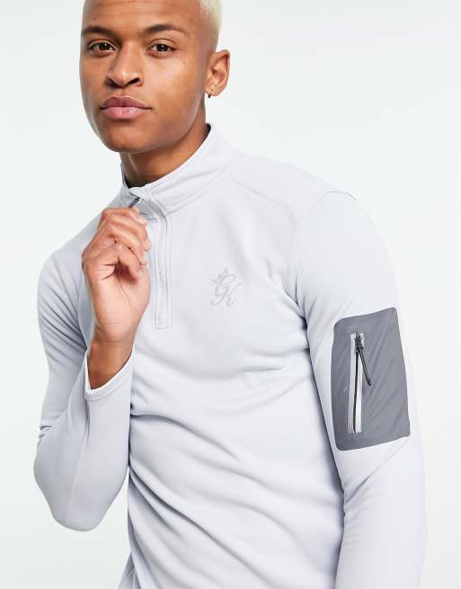 Gym King - Velocity Tech - Maglia grigio pallido a maniche lunghe con zip corta , 4 di 4