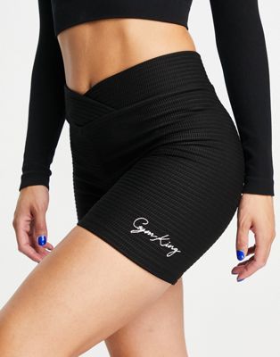 Gym King waffle bootie shorts in black