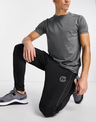 GymPro Apparel performance tracksuit bottoms in black