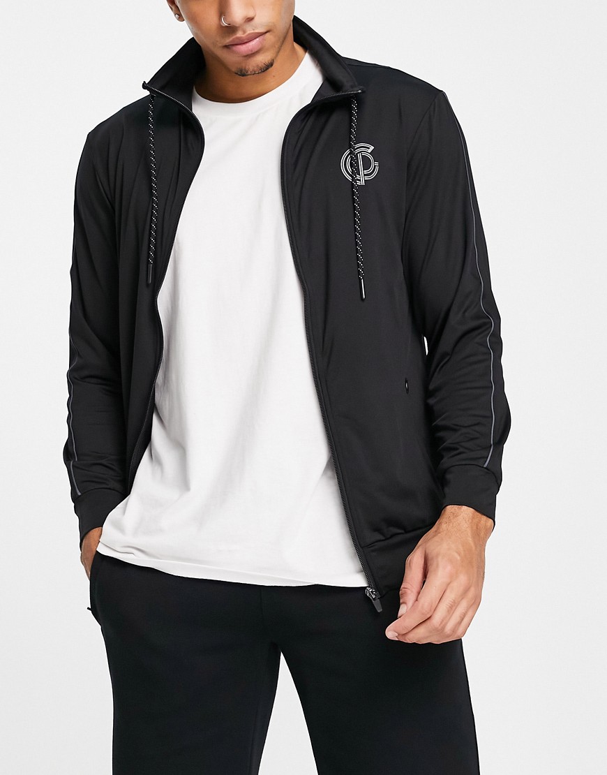 GymPro Apparel performance tracksuit jacket in black