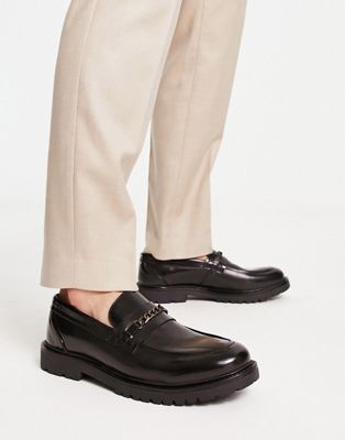 H by Hudson Exclusive Alec chain loafers in black leather