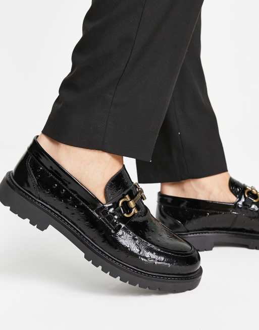 H by Hudson - Alevero - Loafers i sort strudsepræget læder - Kun hos ASOS