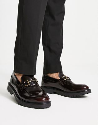 H by Hudson Exclusive Alevero loafers in burgundy hi shine leather