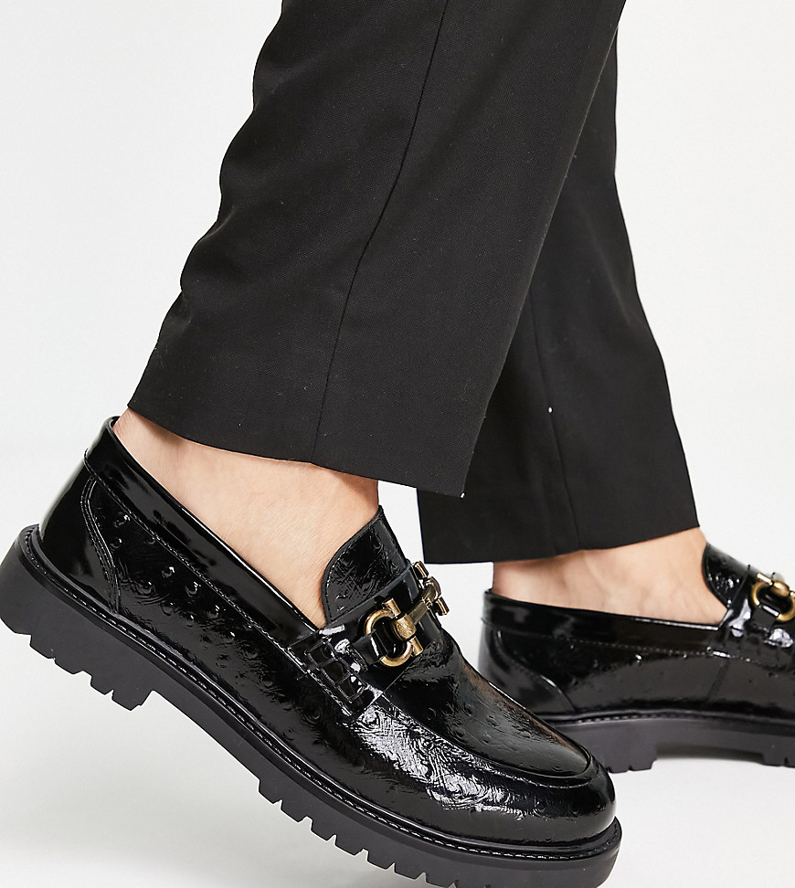 h by hudson - alevero - svarta loafers i strutspräglat läder, endast hos asos-svart/a