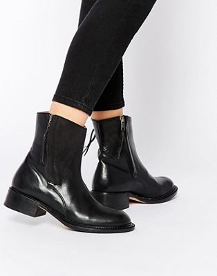 Hudson London | H by Hudson Alleline Black Leather Zip Ankle Boots