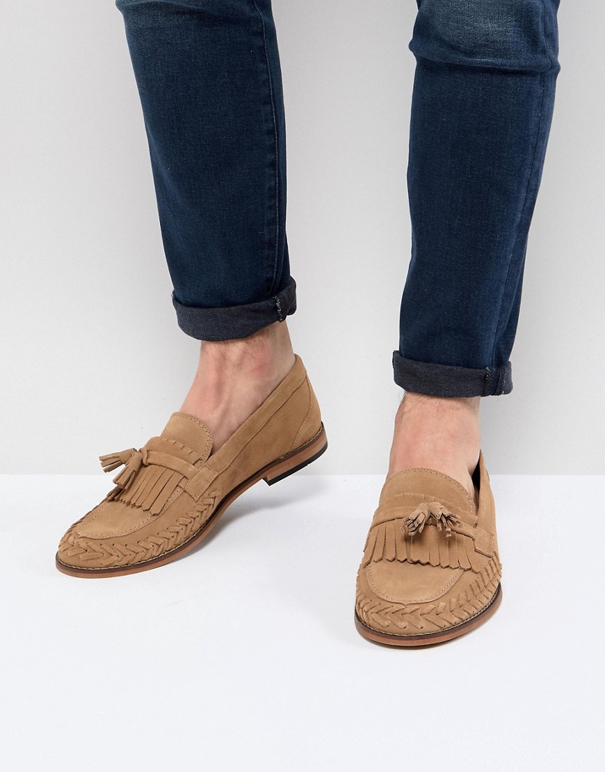 H By Hudson Alloa Suede Loafers In Beige-neutral